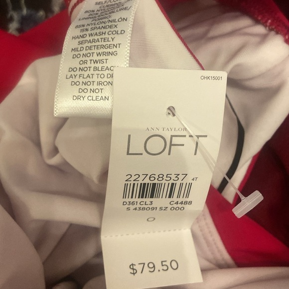 Ann Taylor Loft Cranberry Mocktini Sz 0 NEW Twist Front One Piece - Picture 3 of 3